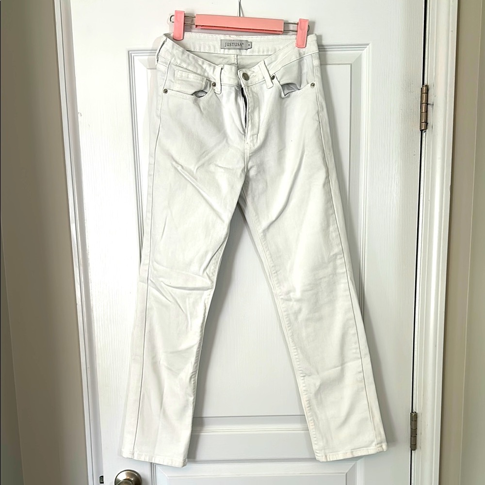 Just USA White Straight-Leg Jeans size 8